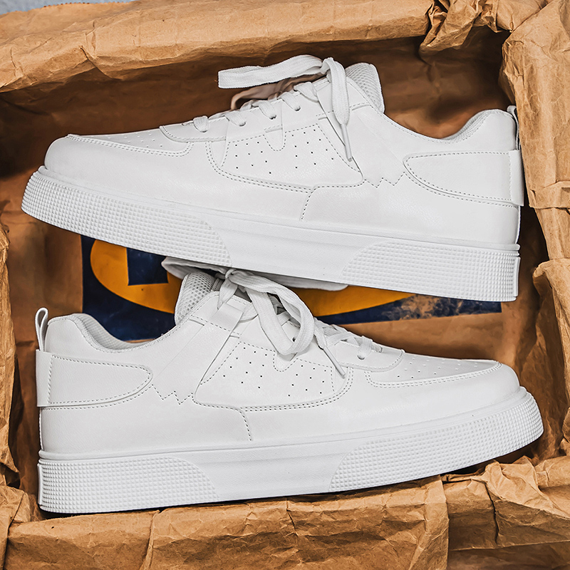 White Sneaker Care Kit - Białe męskie sneakersy casualowe LOEIKAN |